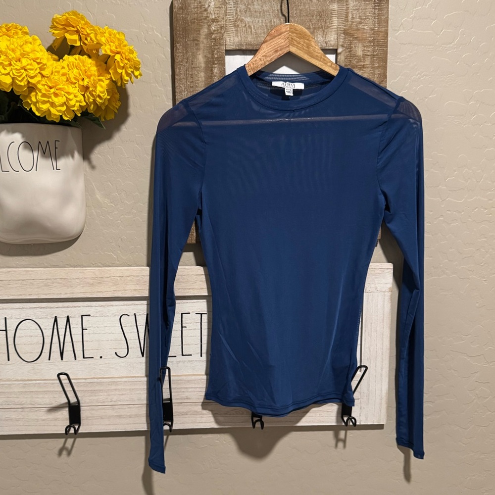 Afrm mesh long sleeve blue shirt light weight
